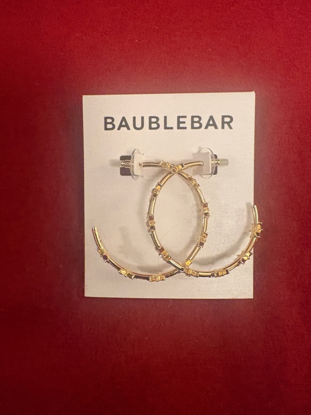 BaubleBar Gold Bamboo-Textured Hoop Earrings